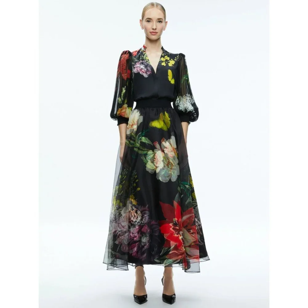 Alice + Olivia Nilda Essential Floral Silk Maxi Skirt 0 - Picture 5 of 12